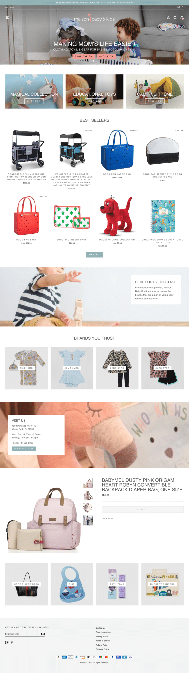 Maison Baby and Kids Homepage Mockup Shopify