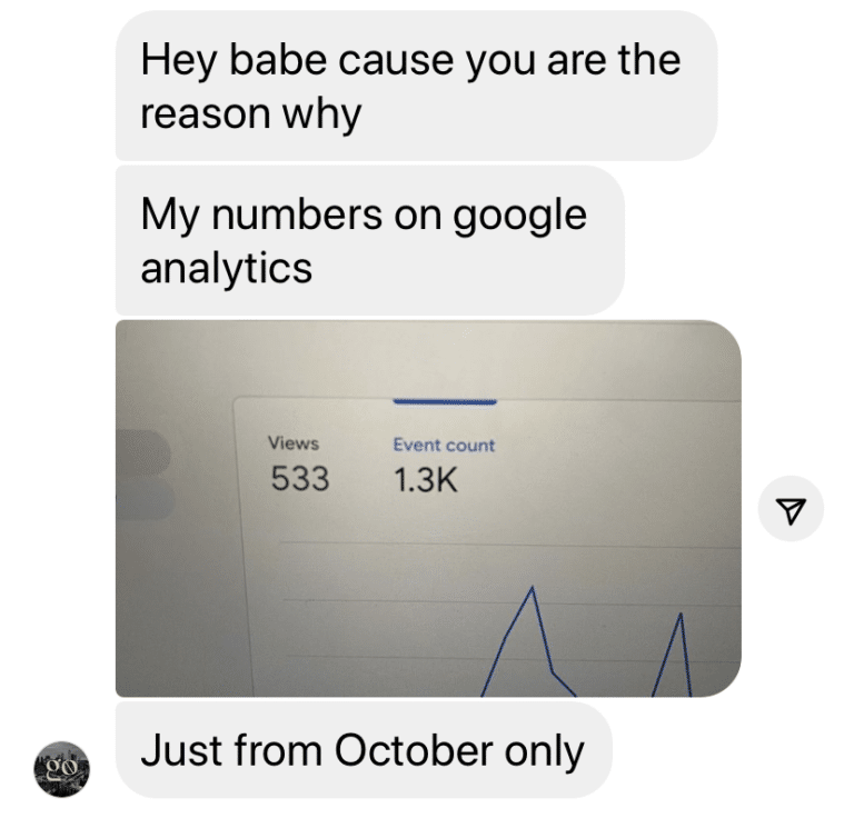 you are the reason why my numbers on google analytics with 1,300 events
